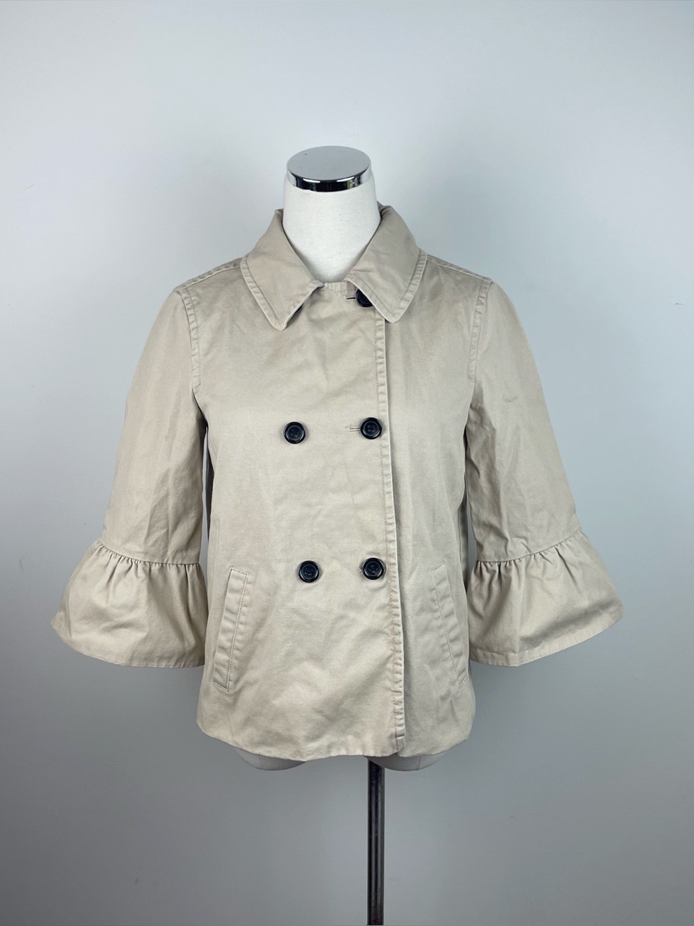 Draper James Grace & Charm Khaki Tan Double Breasted Button Front Jacket Women